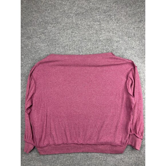 Free People We The Free Shirt Womens Large Pink Ribbed Dolman Boat Neck Thermal - Picture 8 of 8